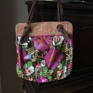 FOSSIL SHOULDER TOTE BAG KeyPer Canvas Floral